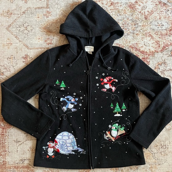 Essentials by Maggie winter holiday themed fleece sweater - Picture 2 of 4